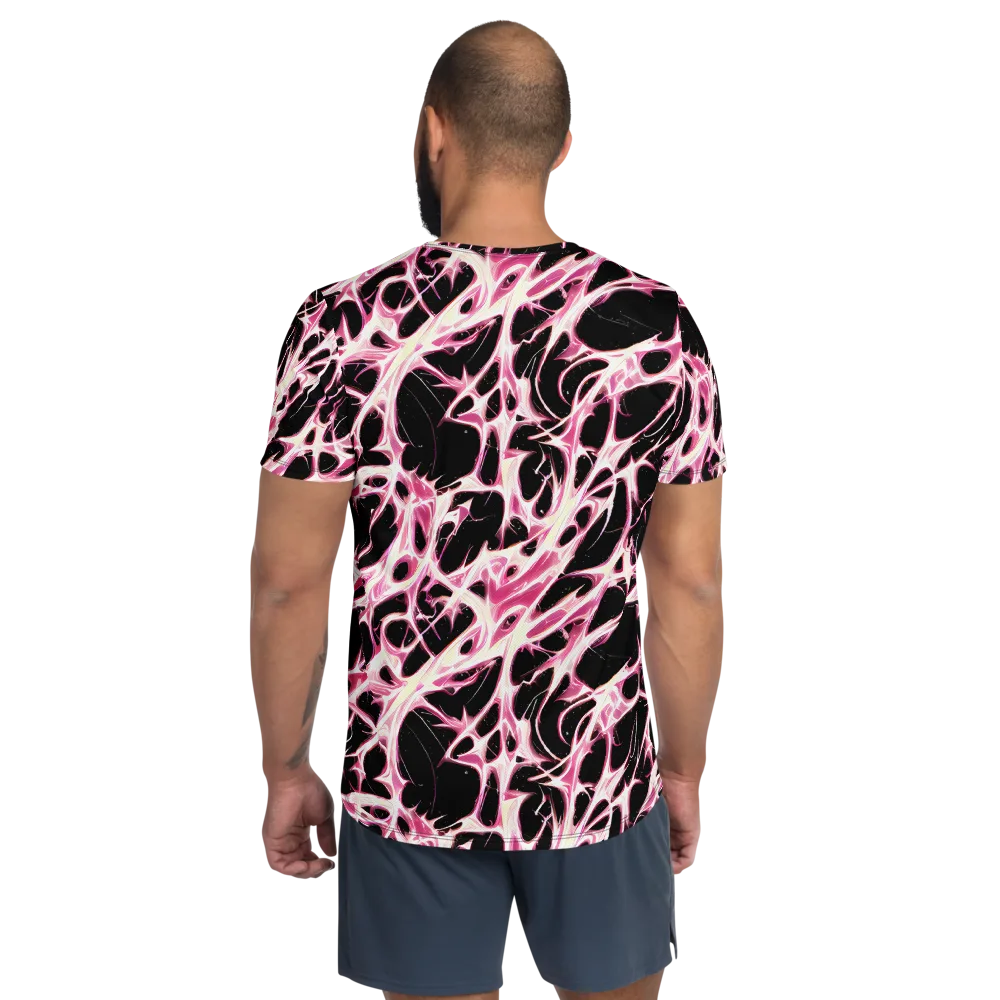 Fuchsia Fracture on Men's Athletic T-Shirt — Back