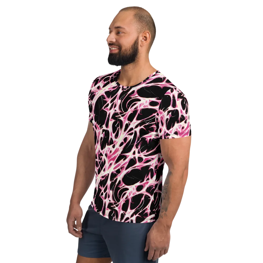 Fuchsia Fracture on Men's Athletic T-Shirt — Left