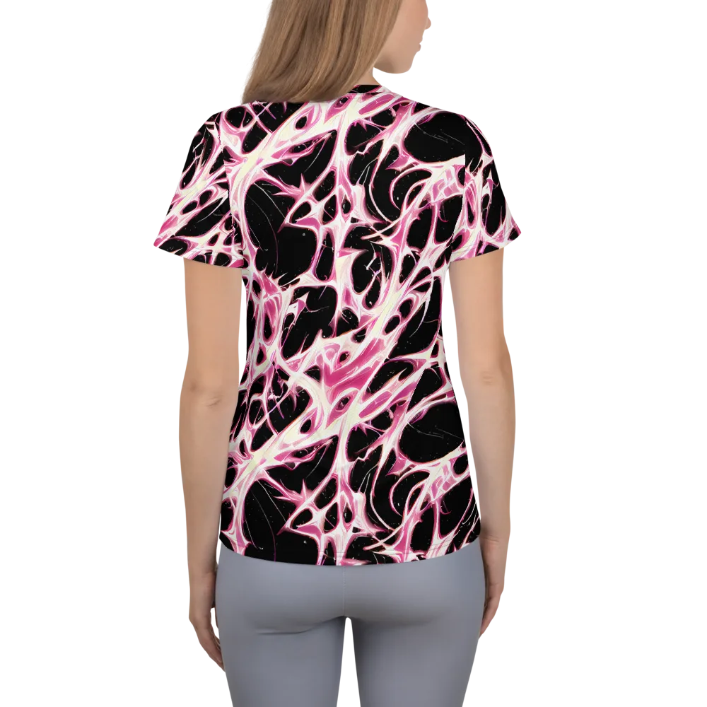 Fuchsia Fracture on Women's Athletic T-Shirt — Back