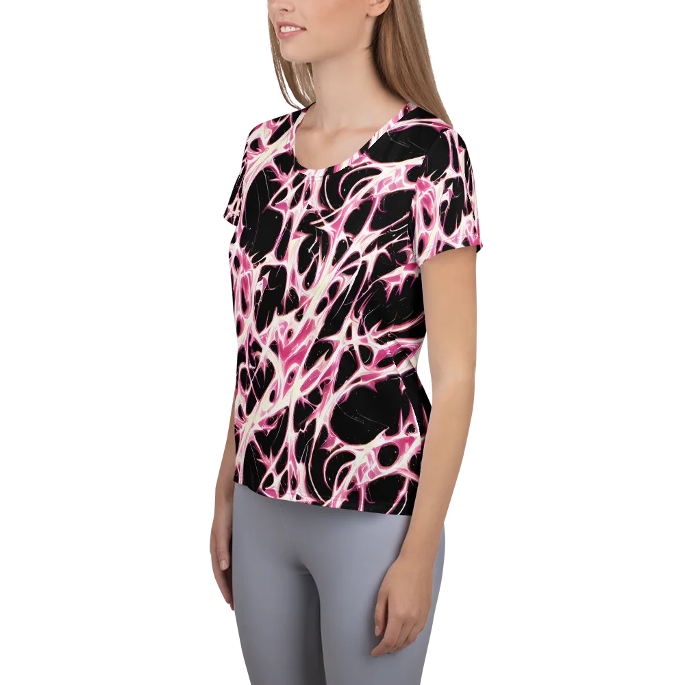 Fuchsia Fracture on Women's Athletic T-Shirt — Left