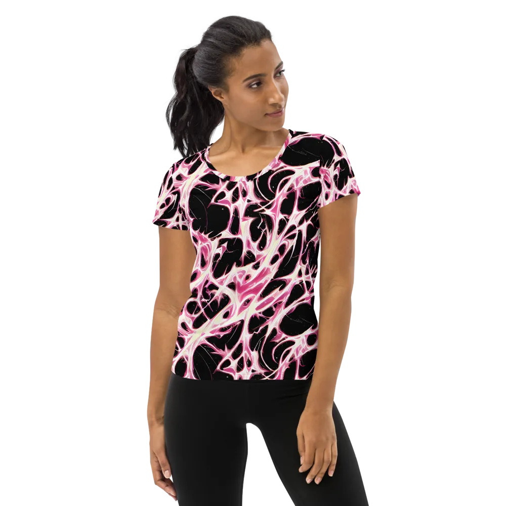 Fuchsia Fracture on Women's Athletic T-Shirt — Front