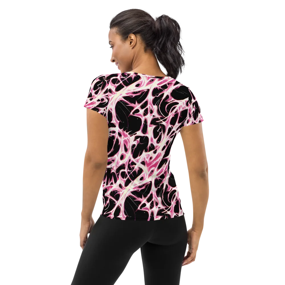 Fuchsia Fracture on Women's Athletic T-Shirt — Back