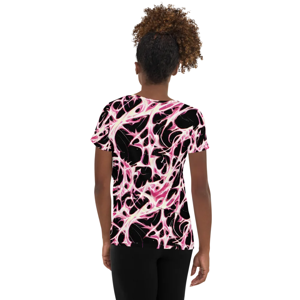 Fuchsia Fracture on Women's Athletic T-Shirt — Back