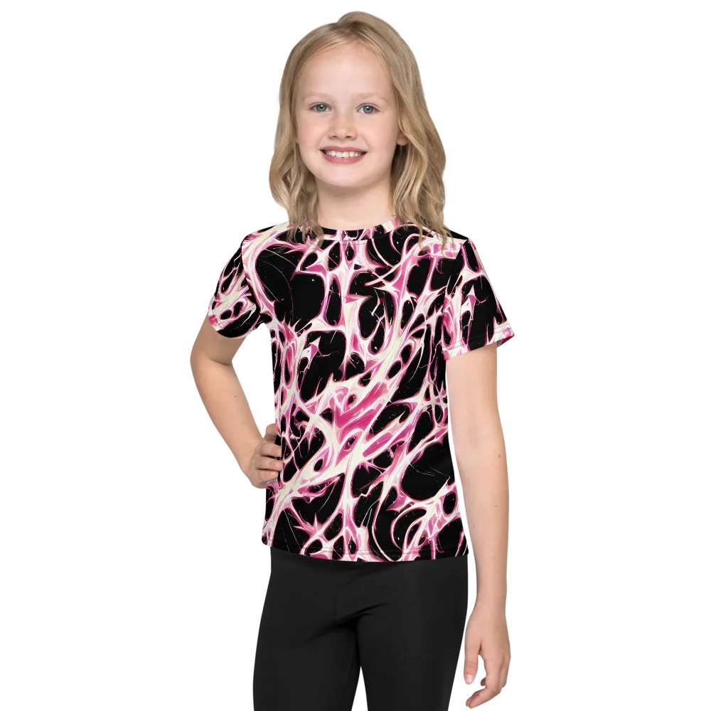 Fuchsia Fracture on Kids Crew Neck T-Shirt — Front
