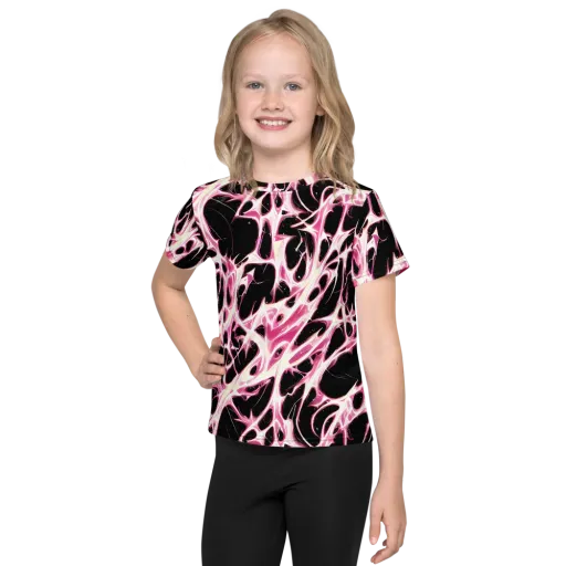 Fuchsia Fracture on a Kids Crew Neck T-Shirt