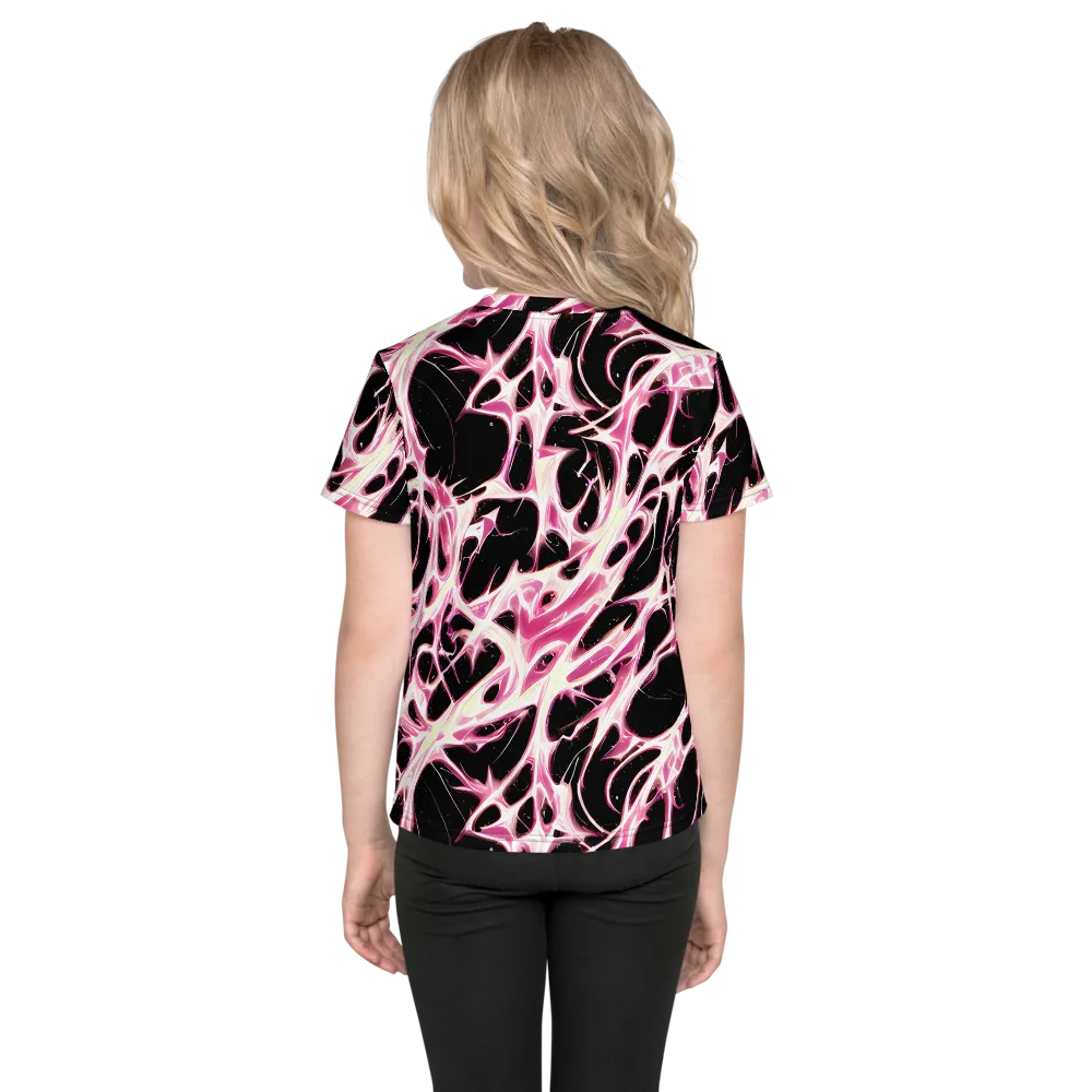 Fuchsia Fracture on Kids Crew Neck T-Shirt — Back