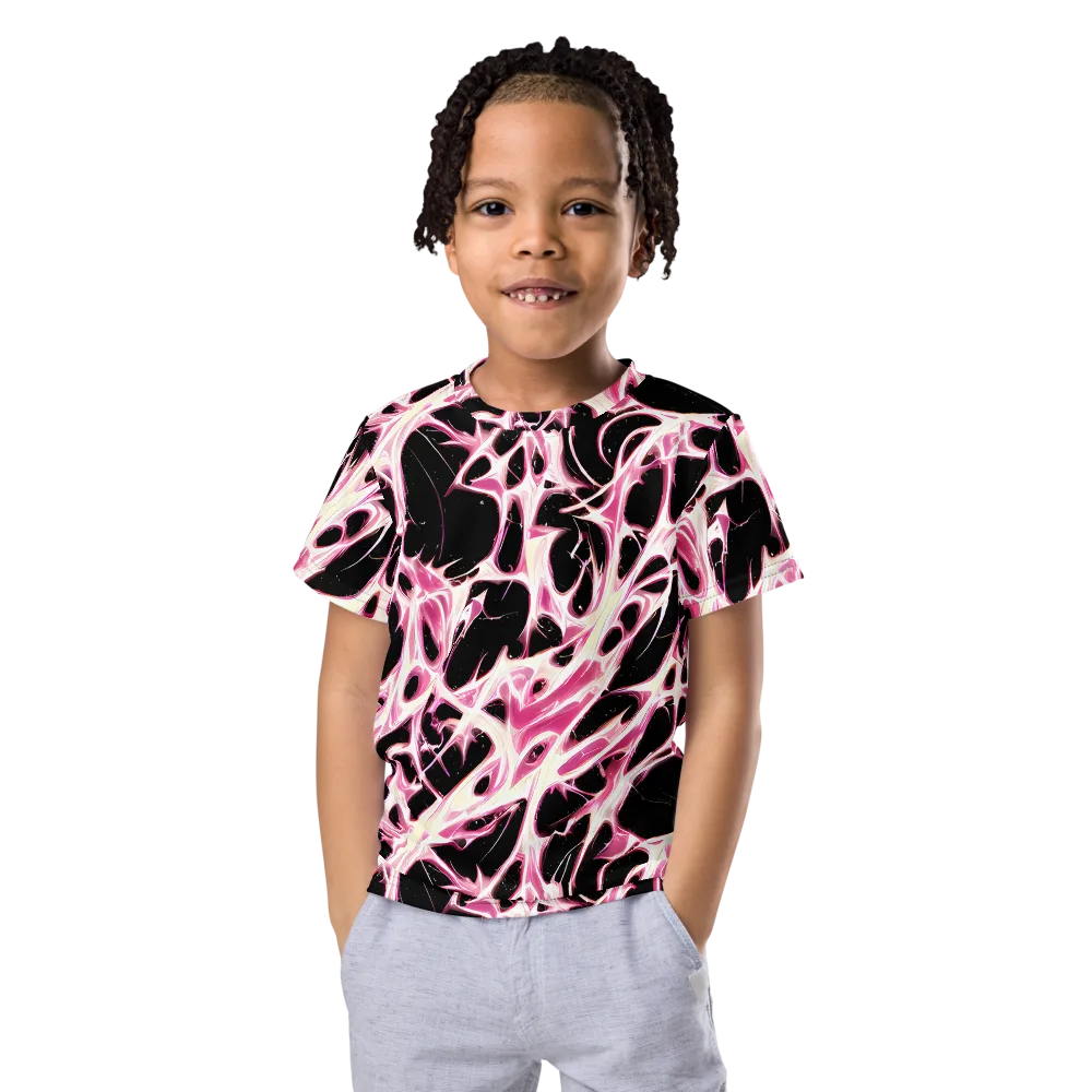 Fuchsia Fracture on Kids Crew Neck T-Shirt — Front