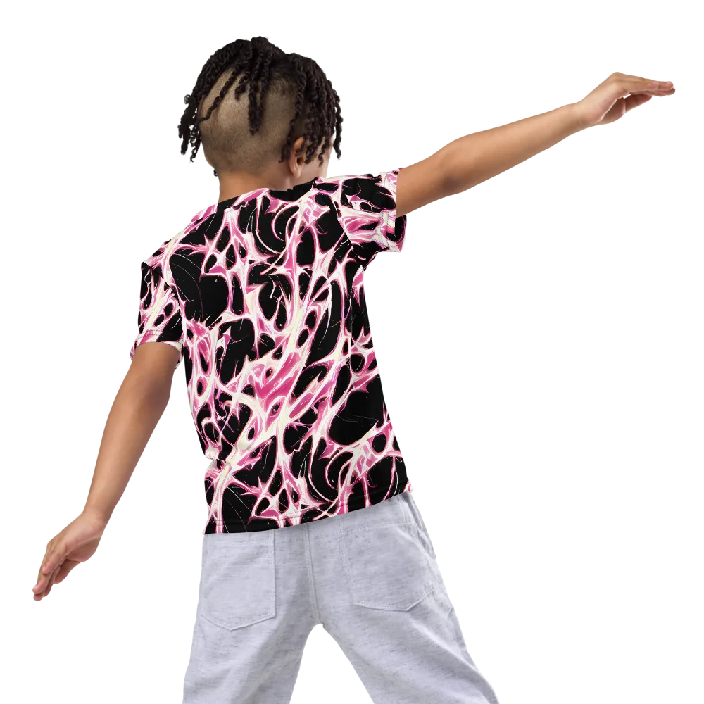 Fuchsia Fracture on Kids Crew Neck T-Shirt — Back