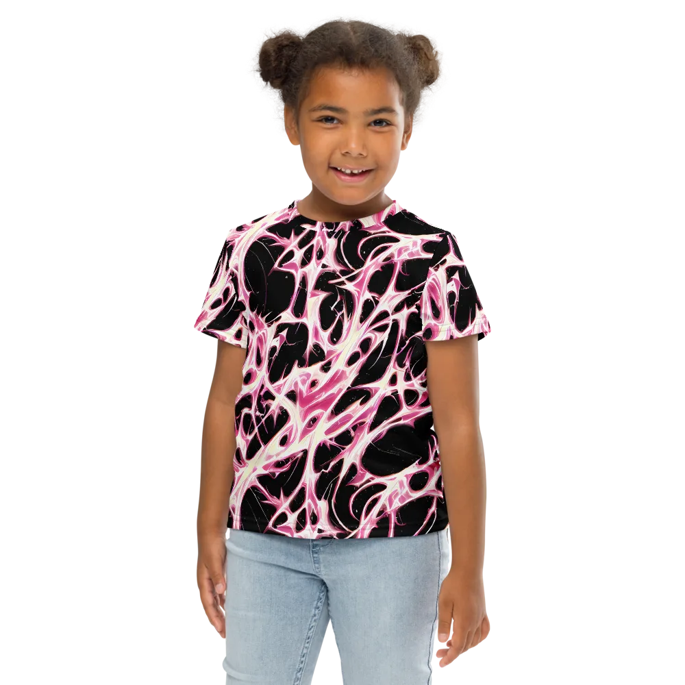 Fuchsia Fracture on Kids Crew Neck T-Shirt — Front