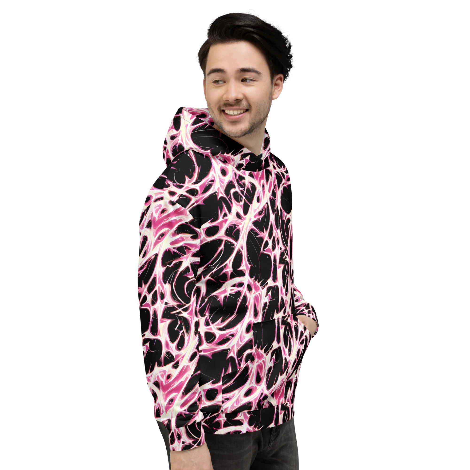 Fuchsia Fracture on Hoodie — Right