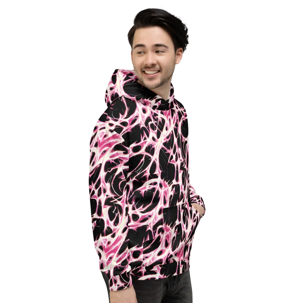Fuchsia Fracture on Hoodie — Right