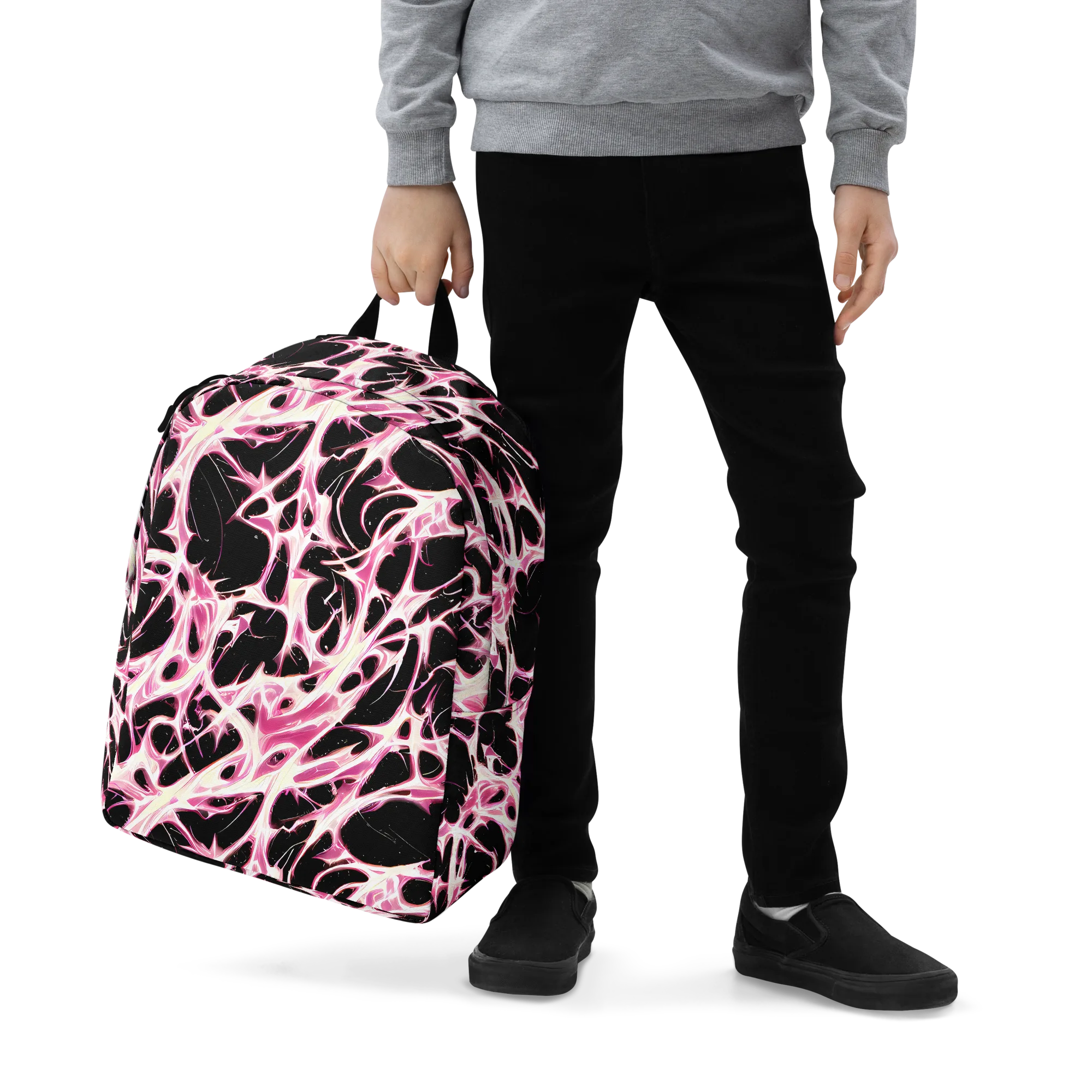 Fuchsia Fracture on Minimalist Backpack — Zoomed-in