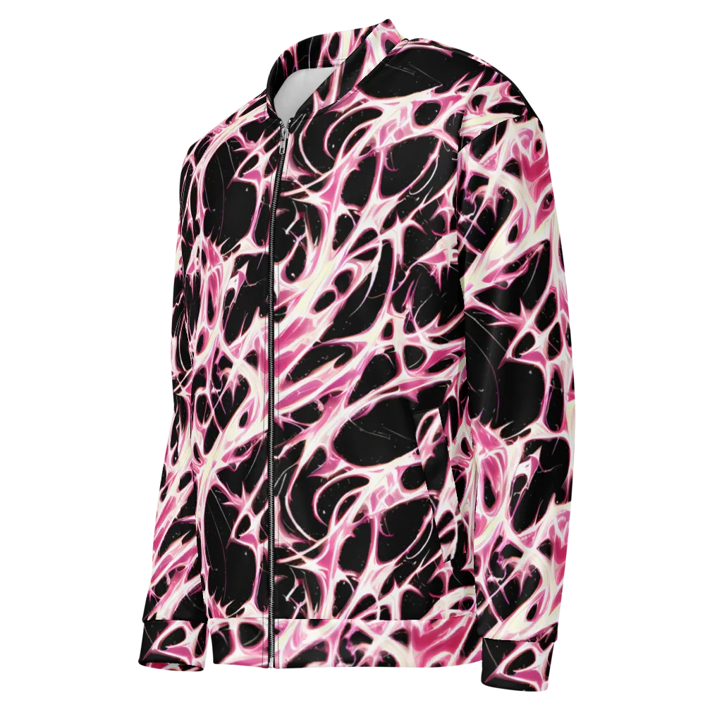 Fuchsia Fracture on Bomber Jacket — Left Front