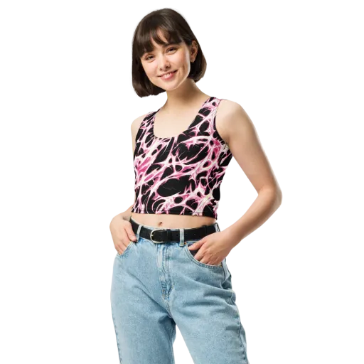 Fuchsia Fracture on a Crop Top
