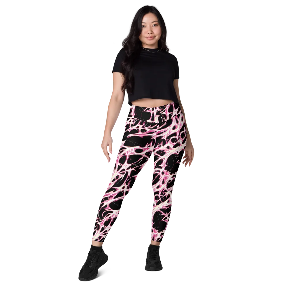 Fuchsia Fracture on Leggings with Pockets — Front