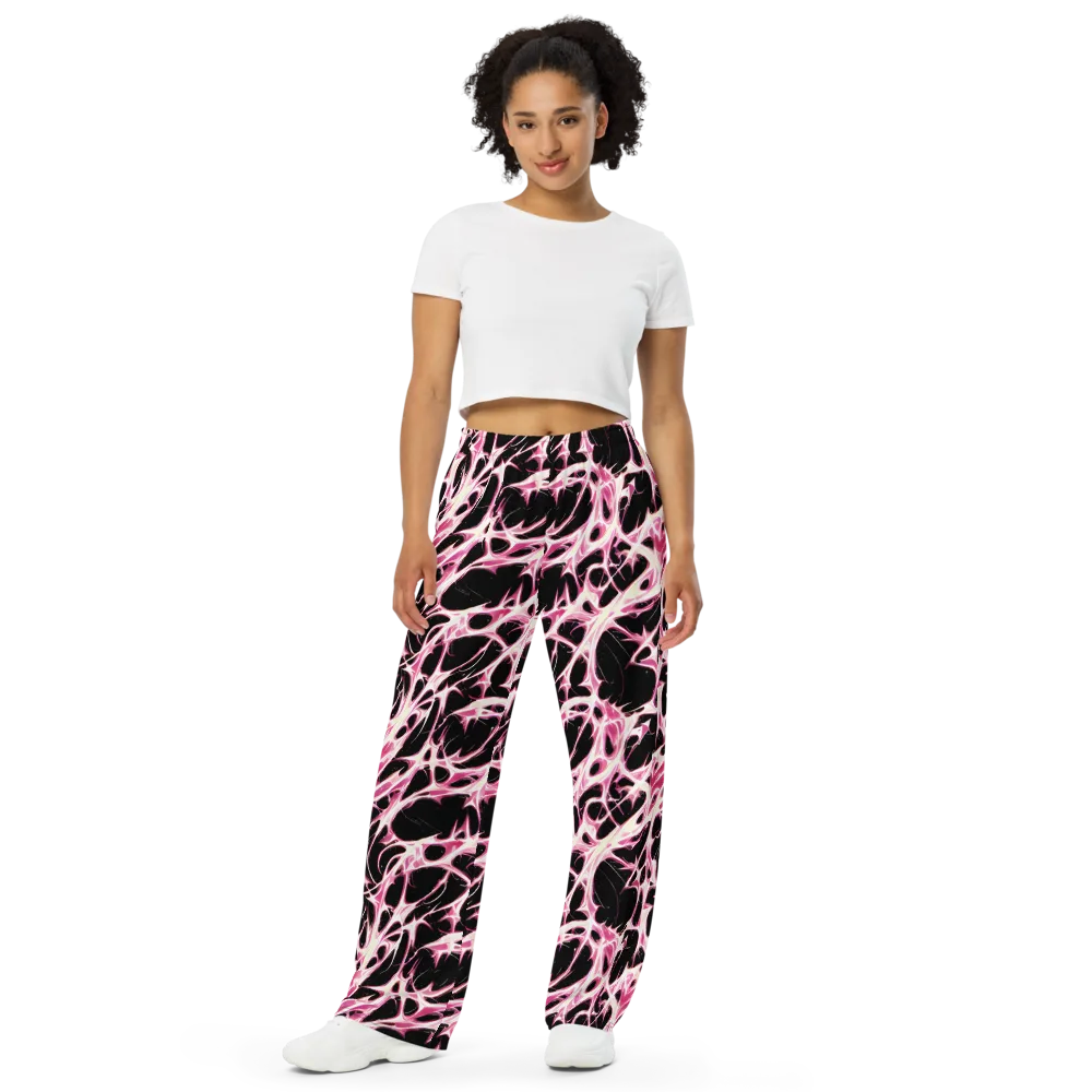 Fuchsia Fracture on Wide-Leg Pants — Front