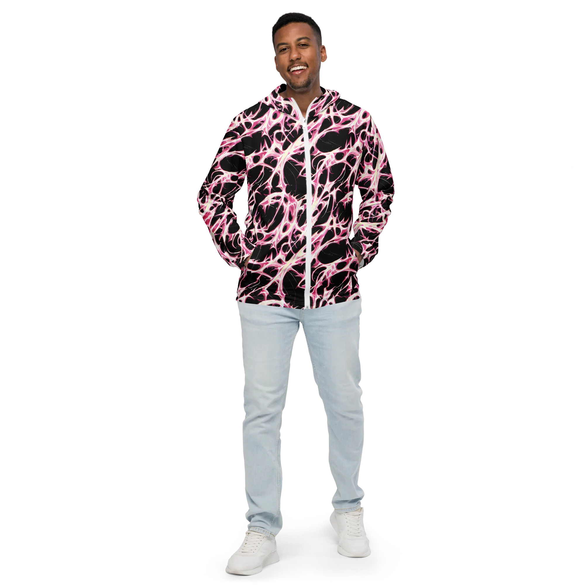 Fuchsia Fracture on Men's Windbreaker — Front