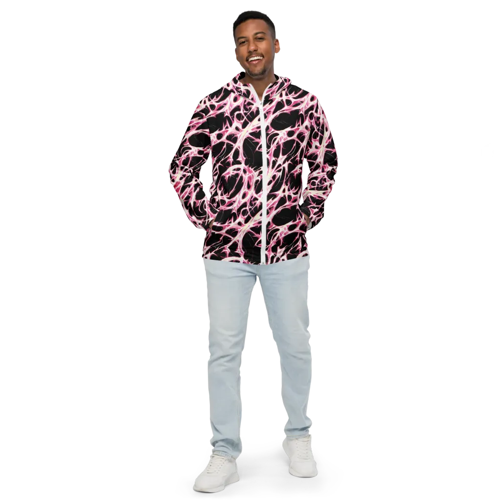 Fuchsia Fracture on Men's Windbreaker — Front
