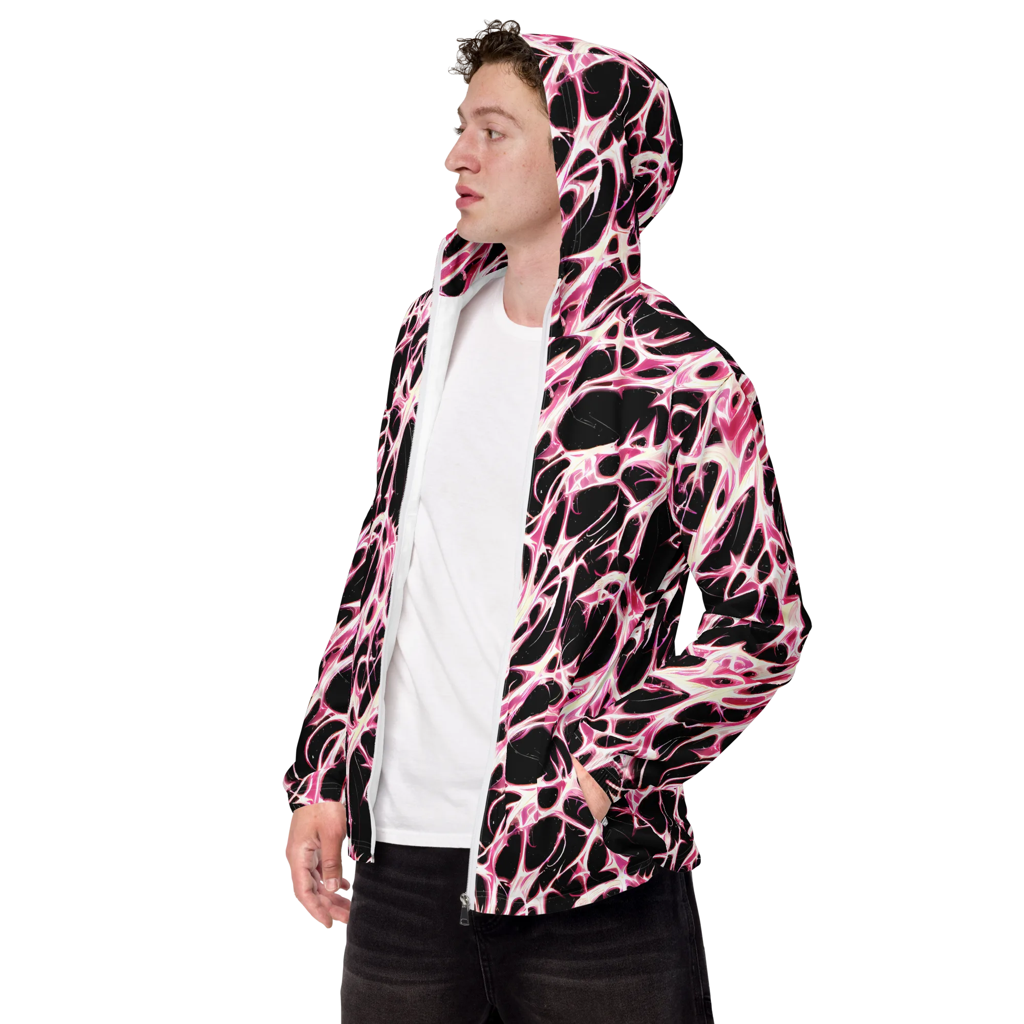 Fuchsia Fracture on Men's Windbreaker — Left Front