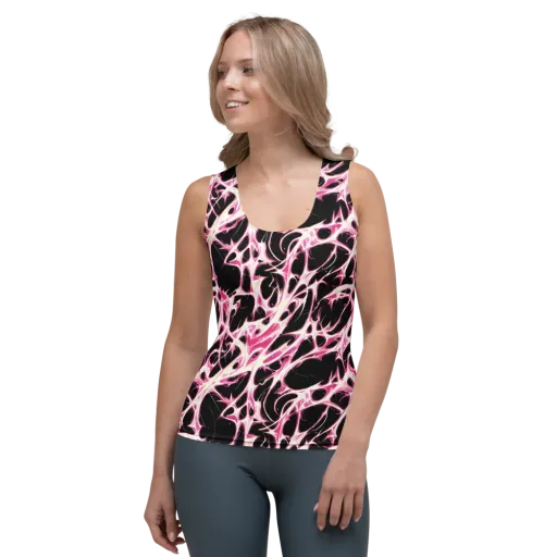 Fuchsia Fracture on a Women's Tank Top