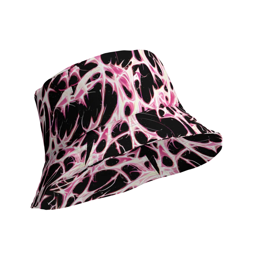 Fuchsia Fracture on Reversible Bucket Hat — Product details Outside
