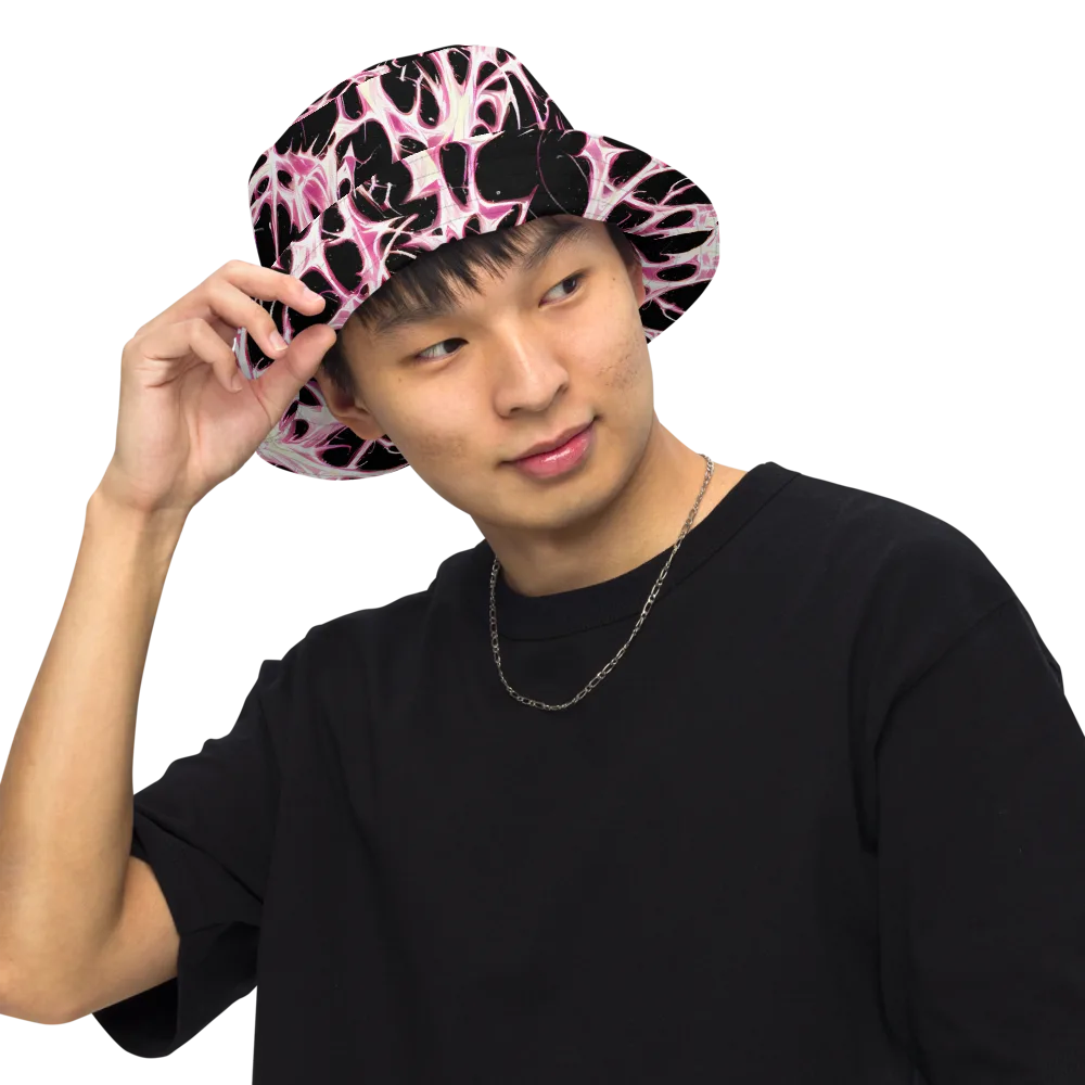 Fuchsia Fracture on Reversible Bucket Hat — Front Inside
