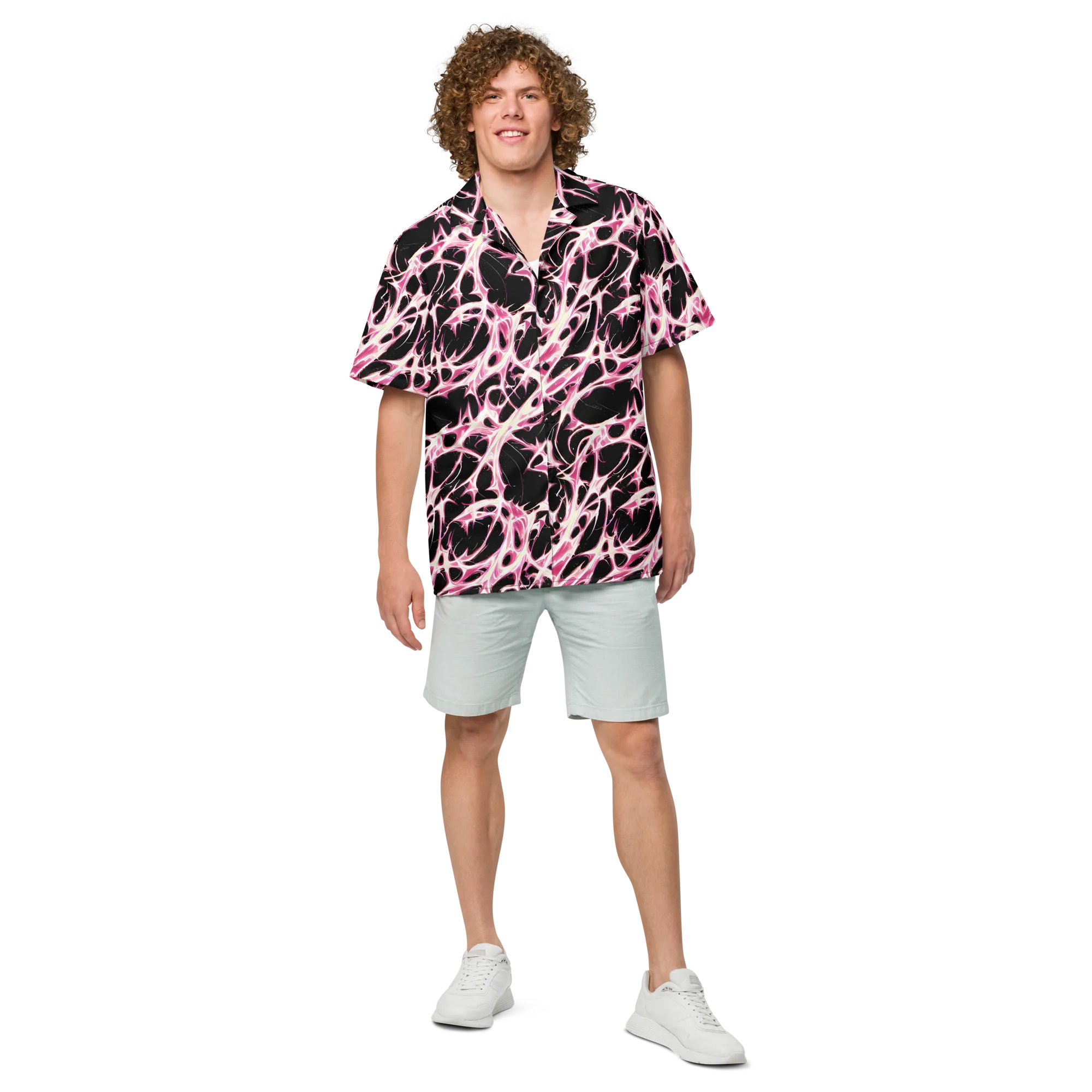 Fuchsia Fracture on Button Shirt — Front