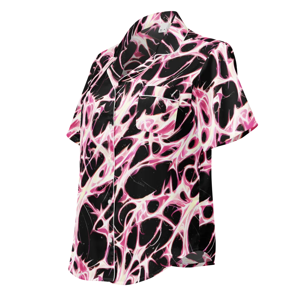Fuchsia Fracture on Women's Short Sleeve Pajama Top — Left Front