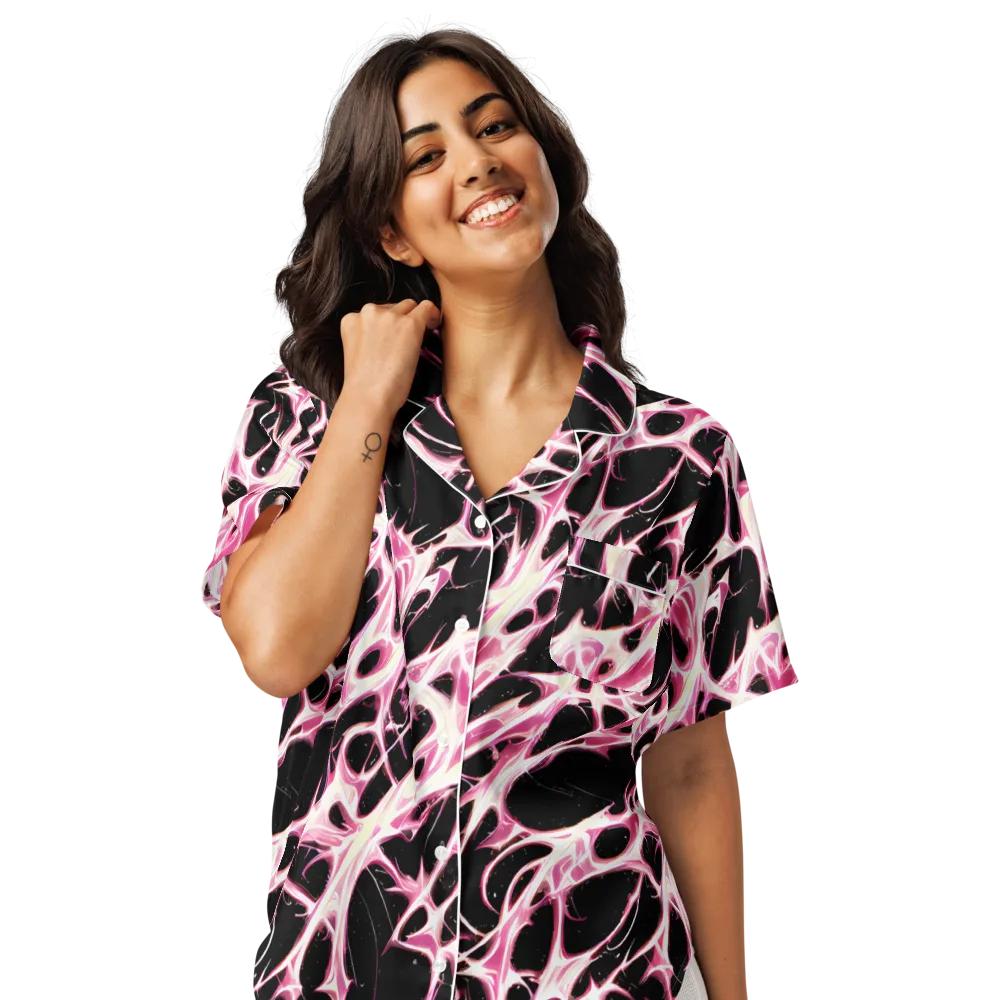 Fuchsia Fracture on Women's Short Sleeve Pajama Top — Front