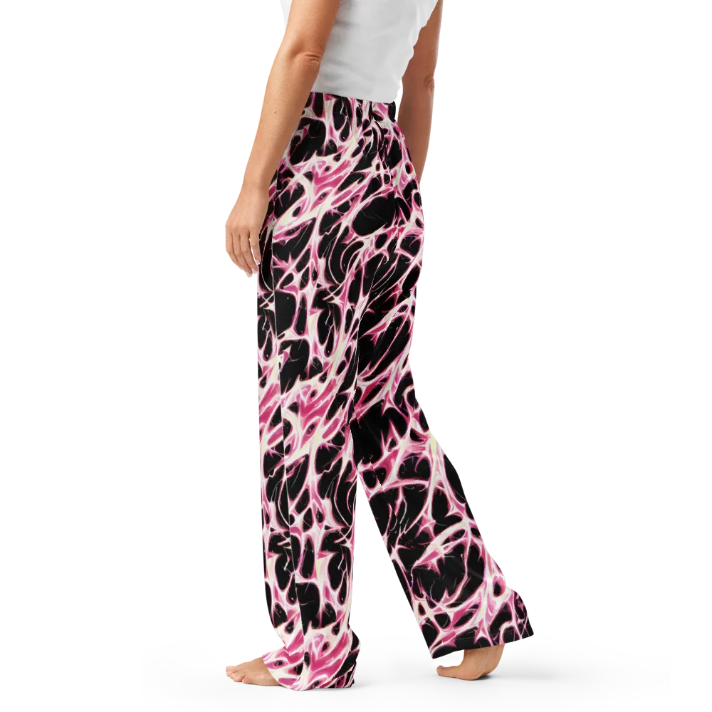 Fuchsia Fracture on Women's Pajama Pants — Left