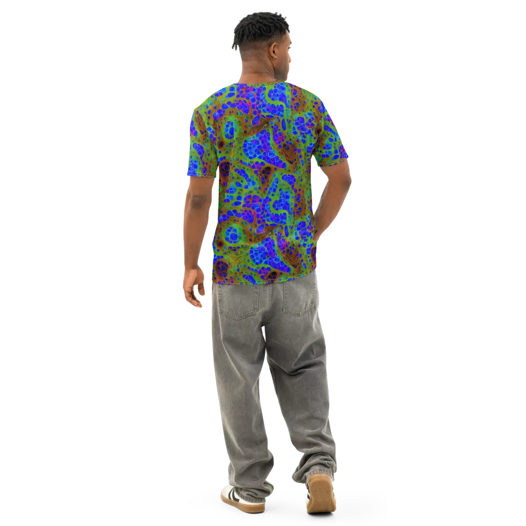 Lime Lucid on Men's Cotton Crew Neck T-Shirt — Back