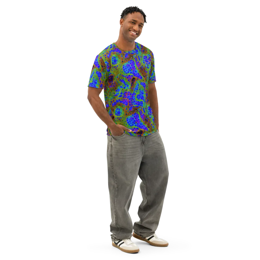 Lime Lucid on Men's Cotton Crew Neck T-Shirt — Right Front
