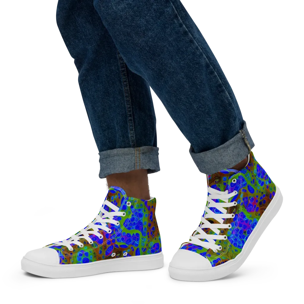 Lime Lucid on Men's High Top Canvas Shoes — Left
