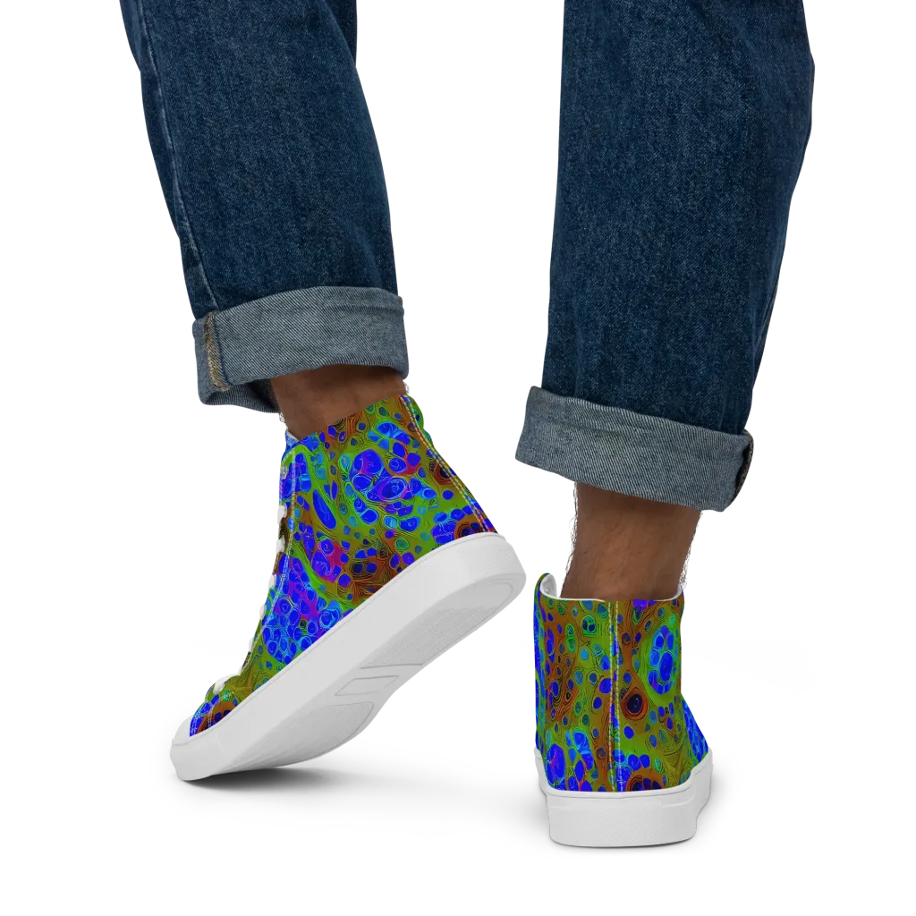 Lime Lucid on Men's High Top Canvas Shoes — Back