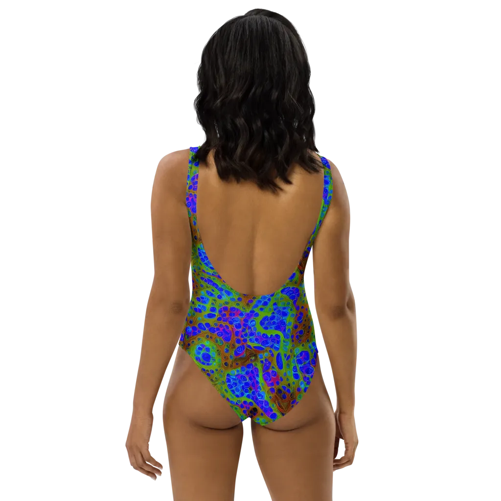 Lime Lucid on One-Piece Swimsuit — Back