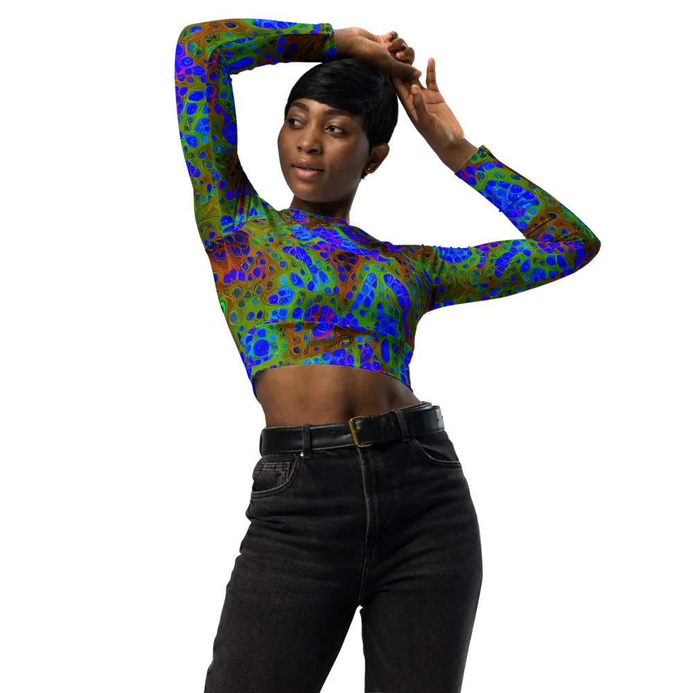 Lime Lucid on Long Sleeve Crop Top — Front