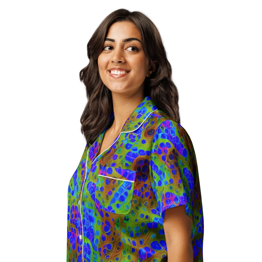 Lime Lucid on Women's Short Sleeve Pajama Top — Left Front