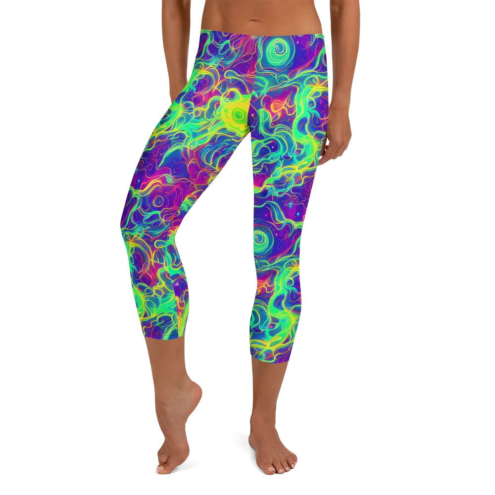 Ultraviolet Reverie on Capri Leggings — Front