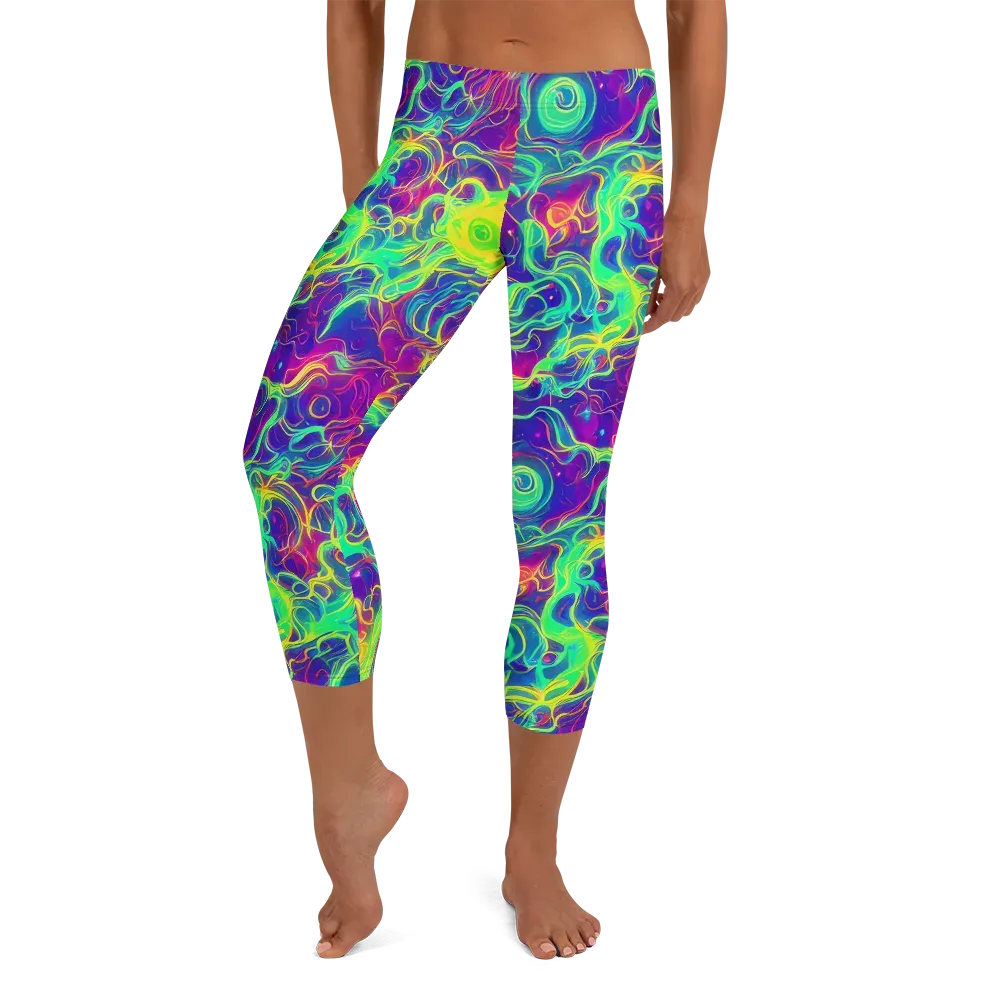 Ultraviolet Reverie on Capri Leggings — Front