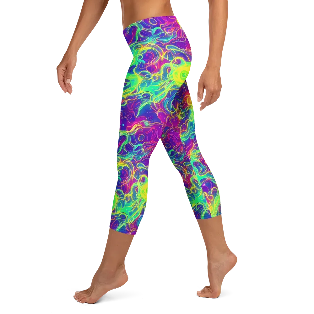 Ultraviolet Reverie on Capri Leggings — Left