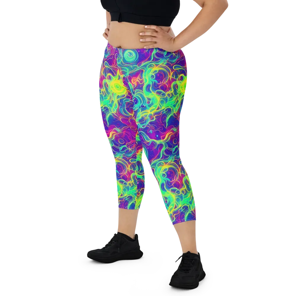 Ultraviolet Reverie on Capri Leggings — Front
