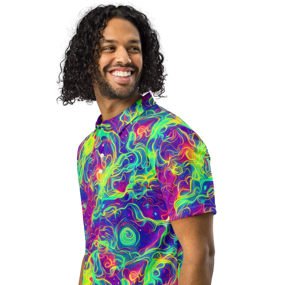 Ultraviolet Reverie on Men's Slim Fit Polo Shirt — Left Front