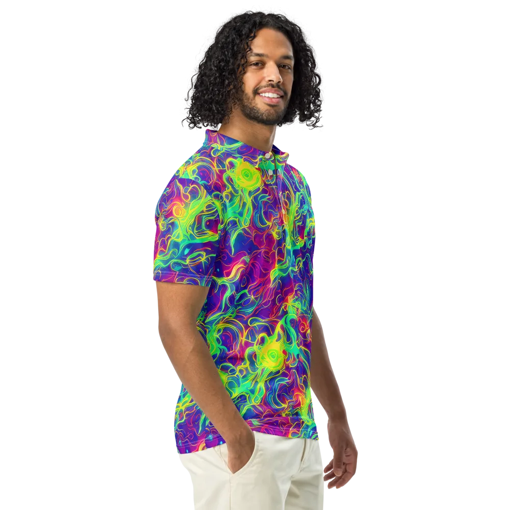 Ultraviolet Reverie on Men's Slim Fit Polo Shirt — Right Front
