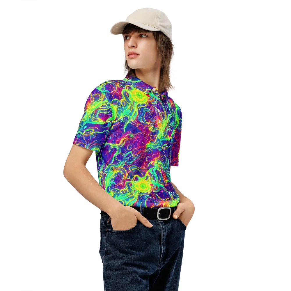 Ultraviolet Reverie on Men's Slim Fit Polo Shirt — Right Front