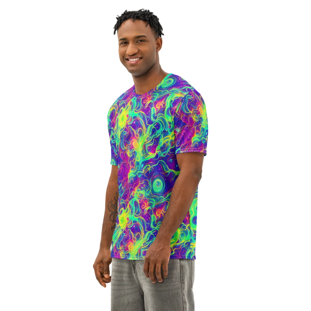Ultraviolet Reverie on Men's Cotton Crew Neck T-Shirt — Left Front