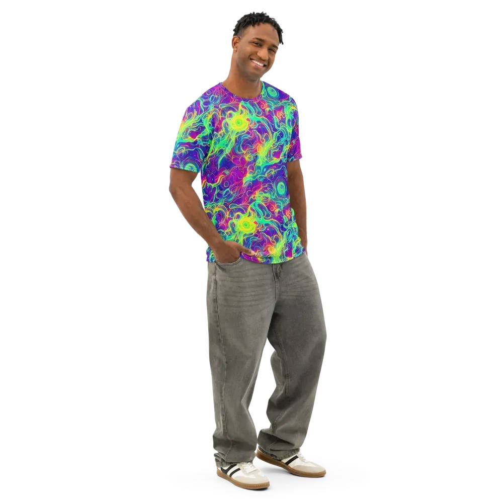 Ultraviolet Reverie on Men's Cotton Crew Neck T-Shirt — Right Front