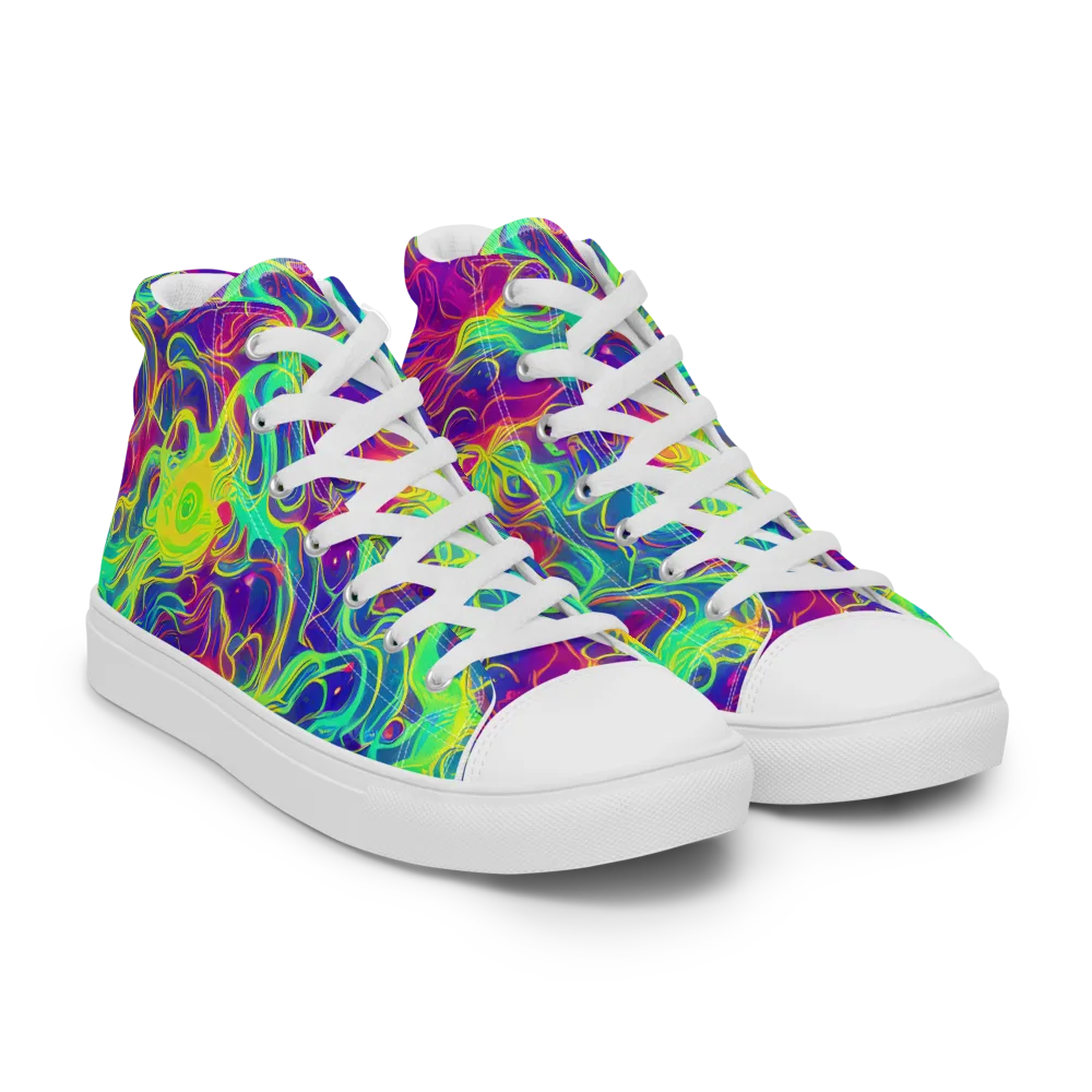 Ultraviolet Reverie on Men's High Top Canvas Shoes — Right Front