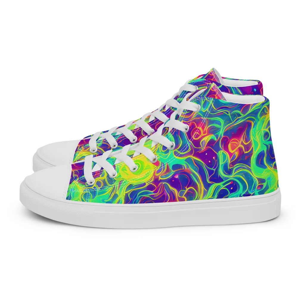 Ultraviolet Reverie on Men's High Top Canvas Shoes — Left