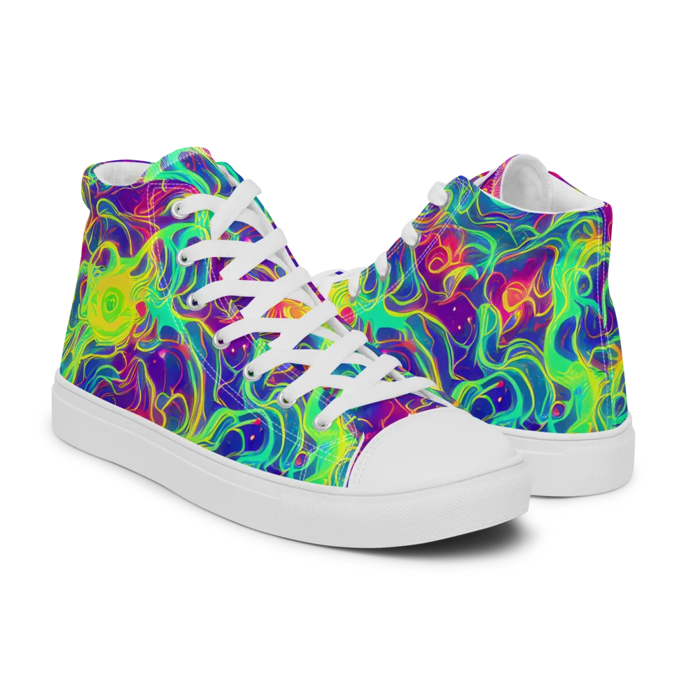 Ultraviolet Reverie on Men's High Top Canvas Shoes — Right