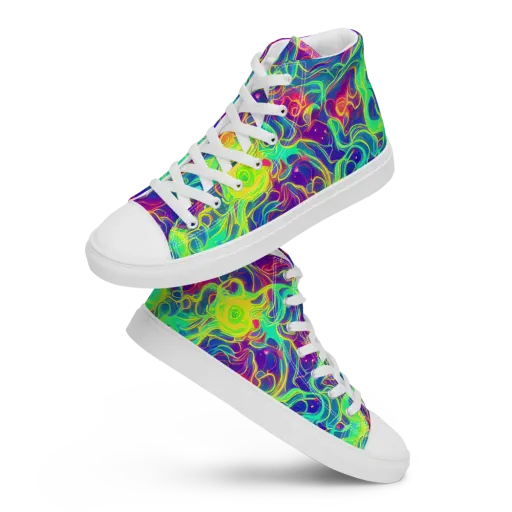 Ultraviolet Reverie on a Men's High Top Canvas Shoes